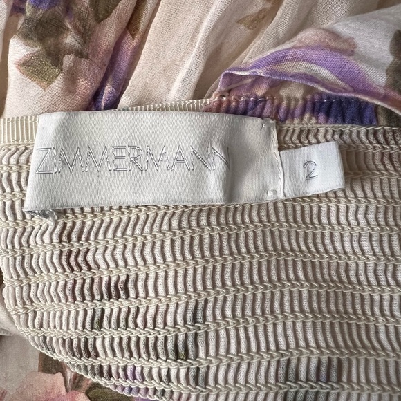 NWOT Zimmermann Rosa Stripped Picnic Dress Maxi Floral Ruffles Size 2 - Picture 7 of 10
